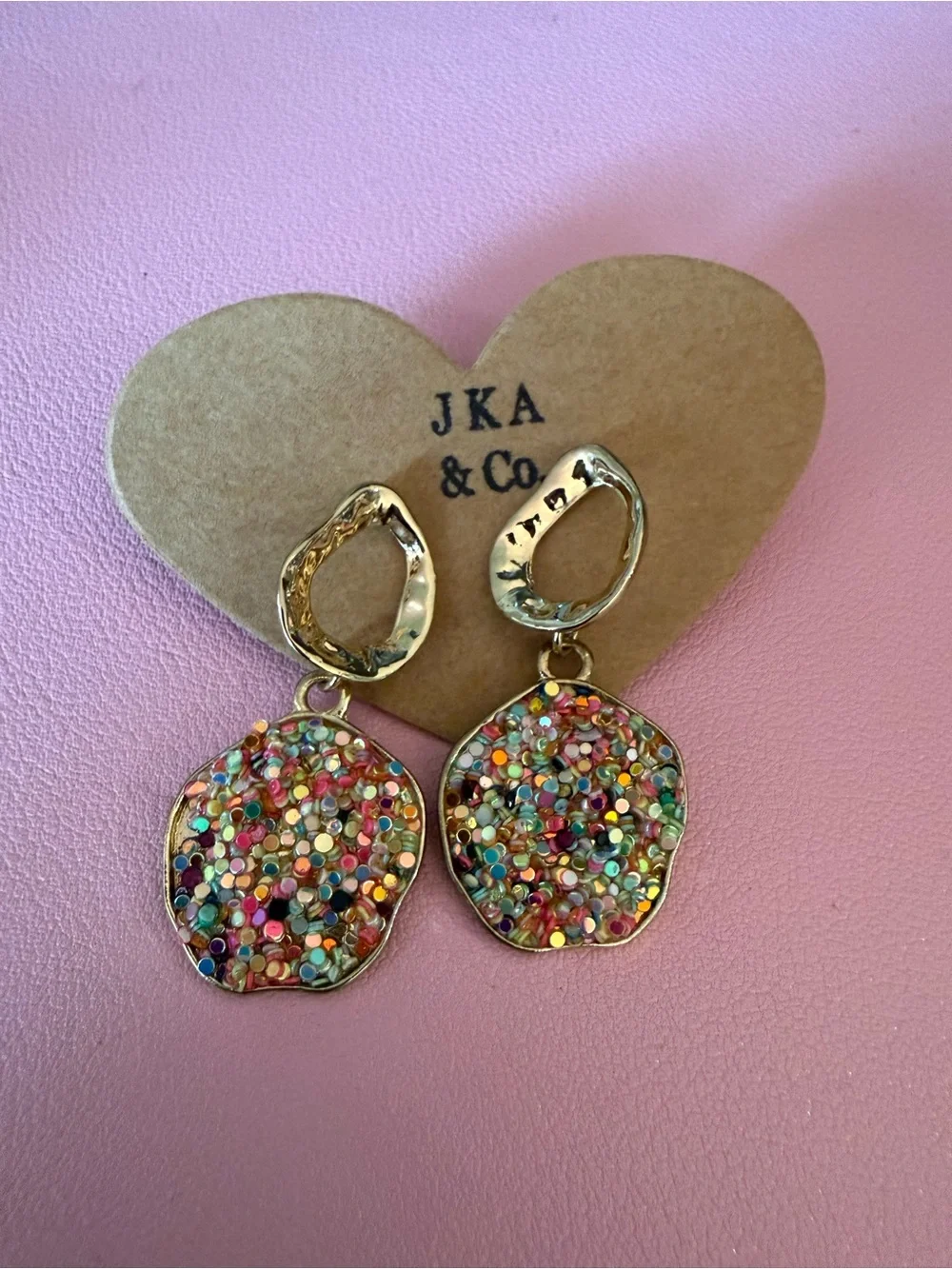Gold Multicolor Confetti Drop Earrings